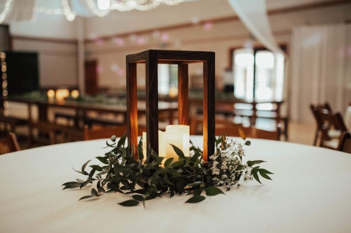 Wood table wedding decor