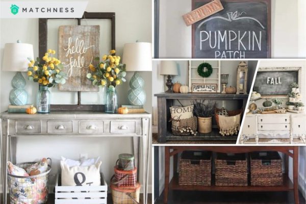 Fall entryway table decor ideas