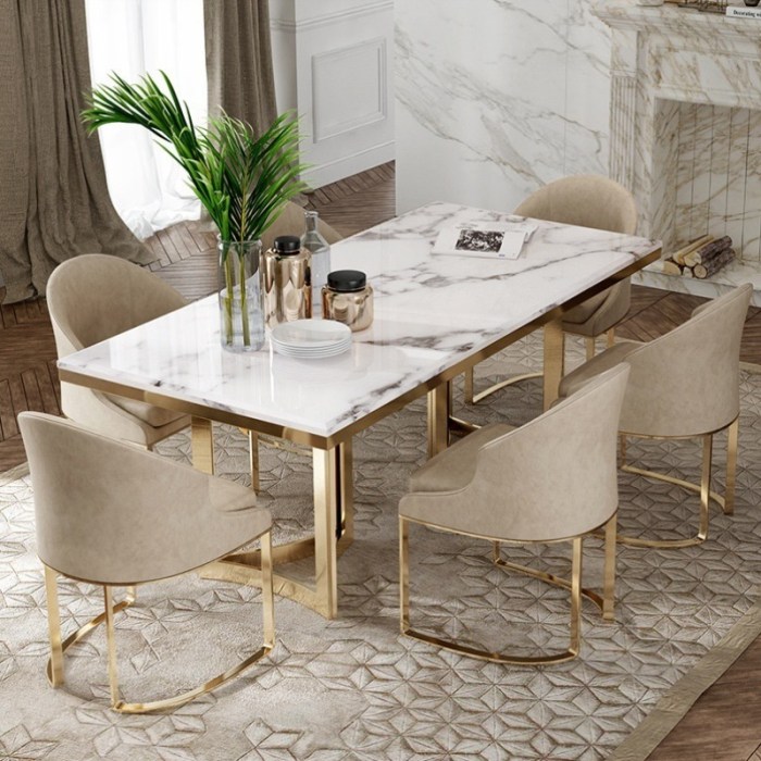 Marble dining table decor