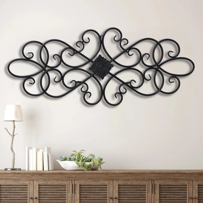 Black wrought iron wall decor