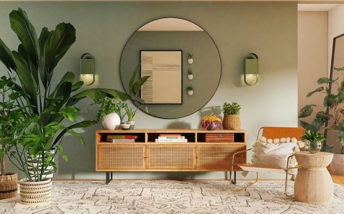 Living room wall mirror decor