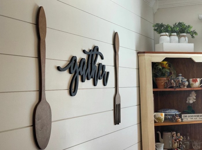 Wood spoon and fork wall decor