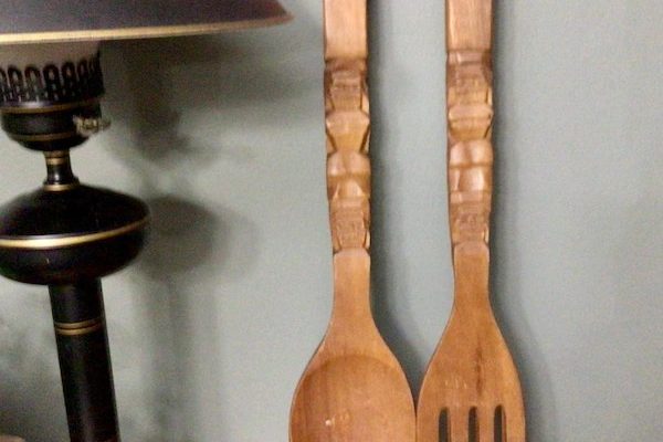 Wood spoon and fork wall decor