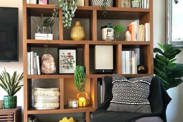 Living room wall shelf decor ideas