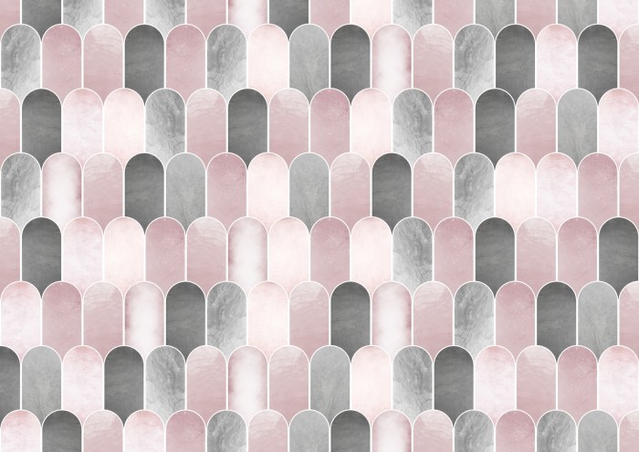 Gray and pink wall decor