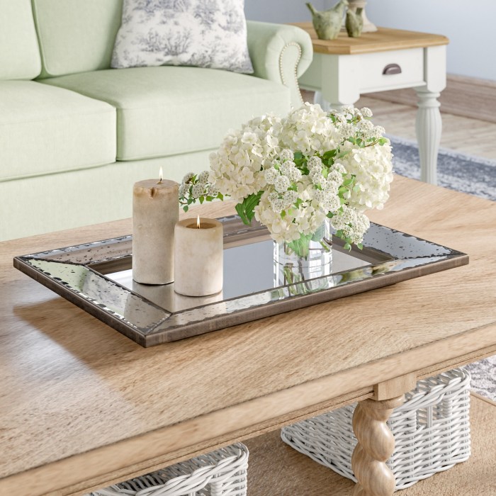 Living room coffee table tray decor