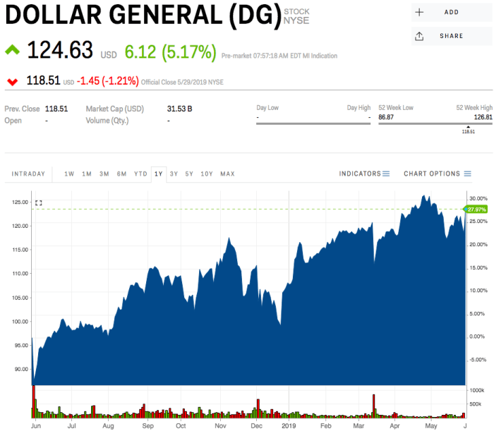 Dollar general stock price